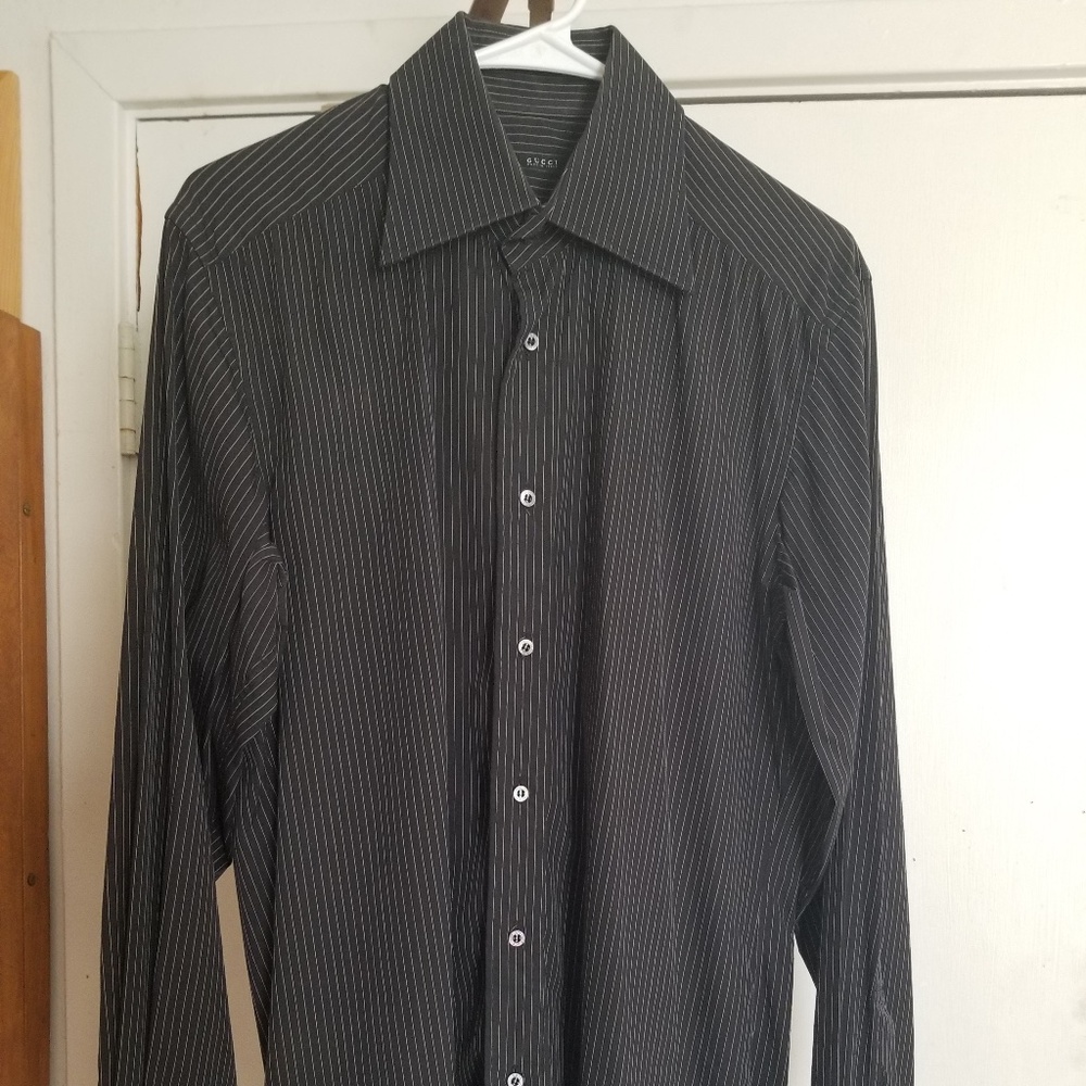 Gucci Dress Shirt - Black w/ White stripes
